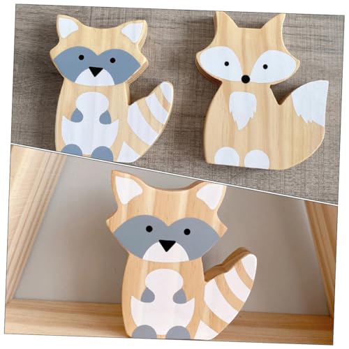 Wooden Fox Figurine Table Decor Neutral-Tone Fox Ornament Home Decoration Accent for Room Photo Prop Desktop Adornment Collectible
