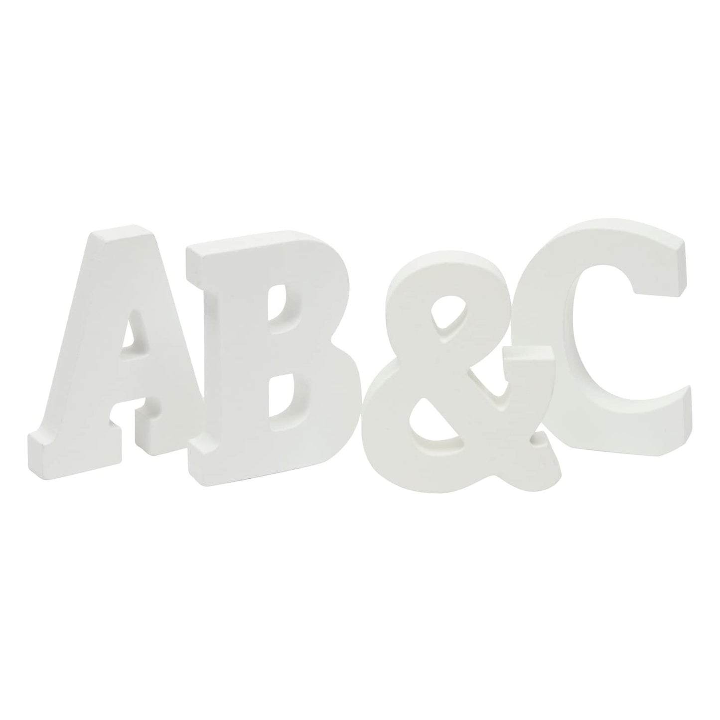 3D Wooden Alphabet Letters Set - Freestanding Room Decor Letters - Wedding & Party Tabletop Decor - Customizable Wooden Craft Set - 54 pcs, 3.13 in H x 0.6 in Thick, White, Engineered Wood