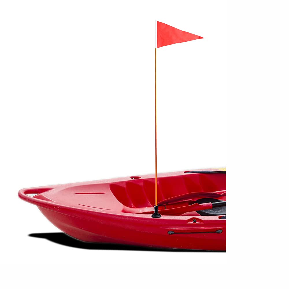 RANDDER 4ft Kayak Flag Track Mount Safety Flag Easy Installation with Stable Base, Visibility Kit for Boat Canoe Yacht Dinghy DIY Accessories
