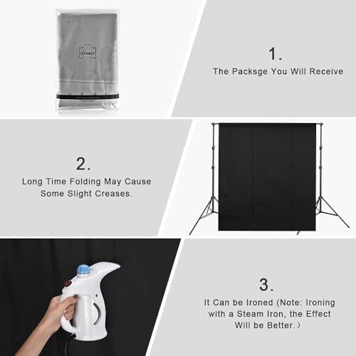 UTEBIT 5x6.5ft Black Backdrop Curtain - Chroma Key Background for Photography & Professional Photo Backdrop for Photo Video Studio, Live Streaming, Low Temperature Ironing to Remove Wrinkles - size: 5x6.5ft