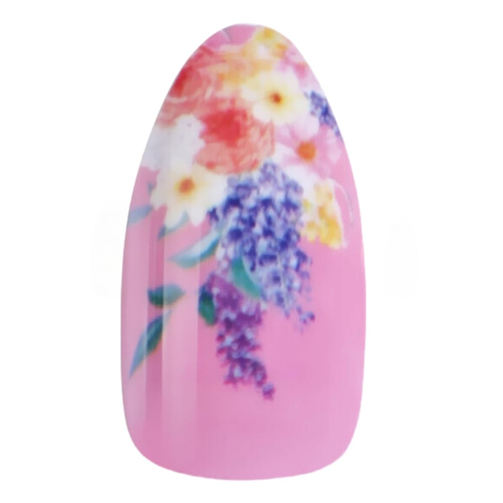 PaintLab Press On Nails - Capri Pink Almond Fake Nails, 24 Nails in 12 Sizes with Glue, Reusable Salon Quality Press On Nails