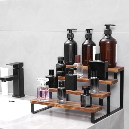 Wooden Cologne Organizer For Men, 4 Tiers Cologne Stand Shelf, Perfume Organizer Holder, Fragrance Display Storage Rack, Gift For Men