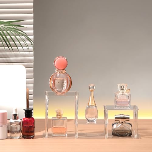 Clear Action Figures Display Risers Stand Shelf, Acrylic Perfumes Stands 3 Tier Display for Collectibles Pop Figurine,Cupcake Stand Perfume Organizer - color: 3 Tier/Model 1