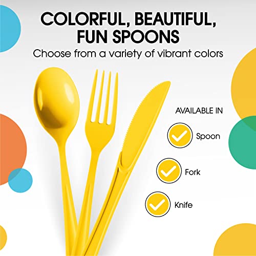 Party Solids Yellow Plastic Forks 200 Pieces Yellow Forks Disposable Utensils Heavy Duty Plastic Cutlery Set Disposable Cutlery Sets Flatware Sets Silverware Set Party Supplies & Party Tableware - color: Yellow