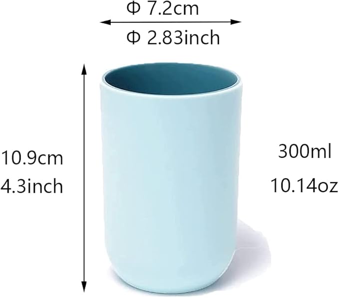 Unbreakable Reusable Drinking Cups Set of 2 Colors, Plastic Toothbrush Cup Tumblers 300 ml/10.5 oz, Dishwasher Safe (Light blue & Light blue)
