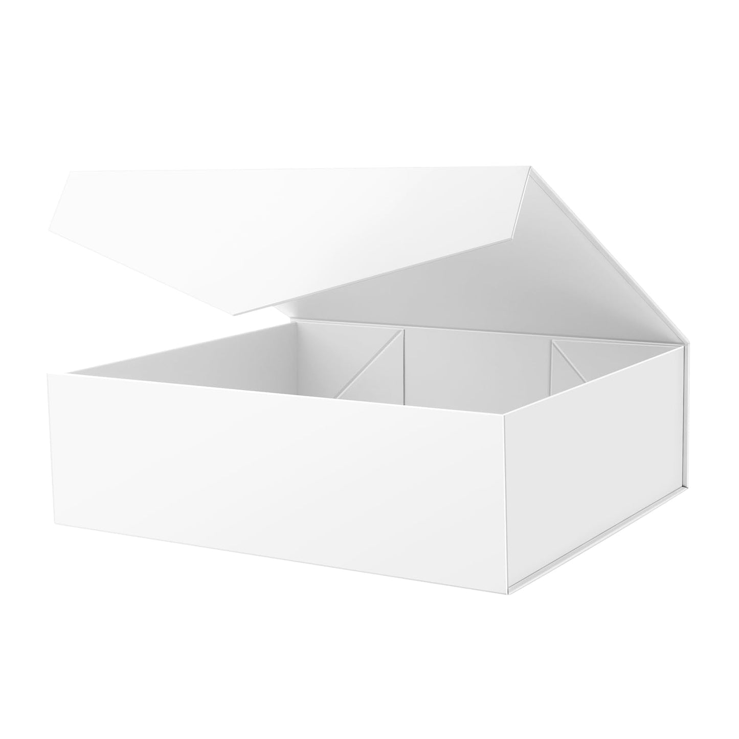 JINGUAN Extra Large Gift Box with Lid 16.3x14.2x5 Inches, White Magnetic Gift Box for Clothes and Large Gifts (Matte White)