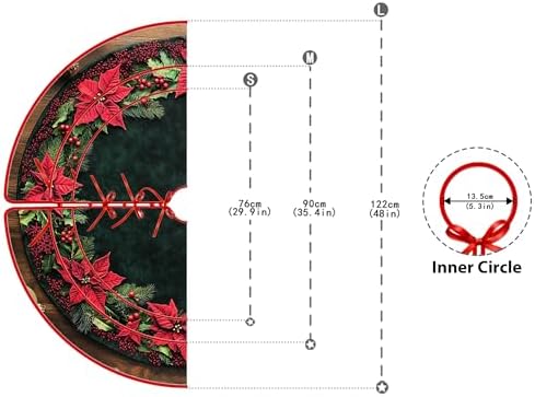 Red Leaves Christmas Tree Skirt 48 Inch by Leo Walker Rustic Xmas Tree Skirt Black Red Christmas Tree Skirt Ornaments for Merry Christmas Holiday Party Decorations Indoor Outdoor