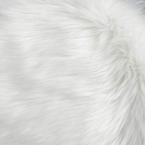 IVON 15.5 Inches White Round Faux Fur Rug, Fluffy Rug Cushion for Chair, Background for Nail Desk Photos - color: 1pcs White