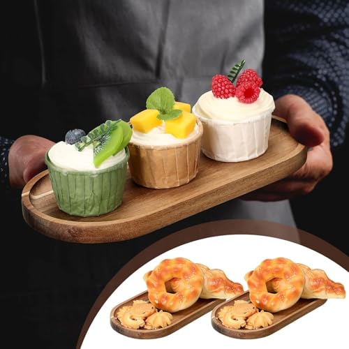 Linwnil Wood Serving Trays 12x5.5 Inch Charcuterie Boards Oval Wooden Plates Wood Serving Platter Cheese Dinner Plates Bulk for Dessert Snack Bread Fruit Appetizer Dishes ((12" x 5.5"_8 Pack) - size: 12" x 5.5"_8 Pack