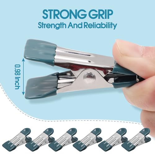 Clothes Pins Heavy Duty 30 Pack - 2.17 Inch Metal Chip Clips, Clothespins for Photo Drying Clothesline Laundry Sock, Bag Clips for Food Kitchen Stainless Steel with Rubber, Dark Green - color: Dark Green