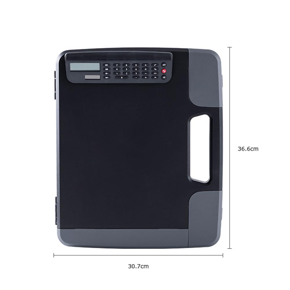 Cabilock A4 Files Box Document Clipboard Case with Calculator 14.40 X 12.08 X 2.63 Inches Office Organizer File Folder Box for Business and Study Storage