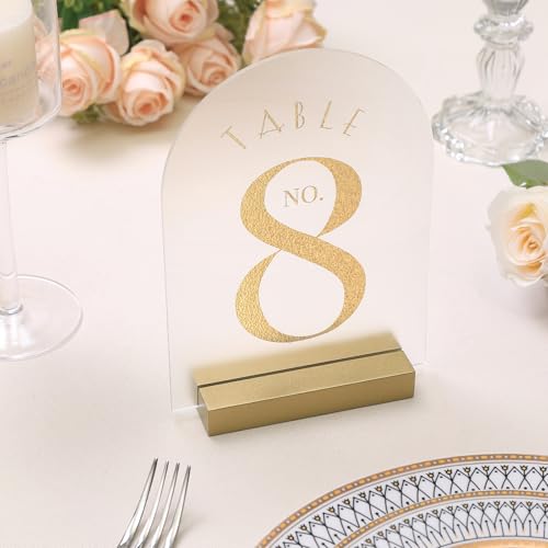UNIQOOO 10 Pack 4" Gold Birch Wood Stands for Wedding Acrylic Sign, Wood Table Number Holders for 1/8 Thick Acrylic Sheets | Wedding Display Stand, Card Holder for Bar Menu, Retail Sign, Party - color: Gold Birch 10 Pack