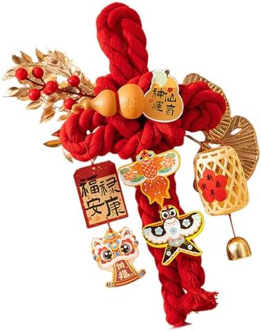 Handcrafted Cotton Thread Chinese Knot Ornament New Year Pendant for Holiday Parties and Gifting Easy Install Cotton Knot Wall Pendant with Hook for Holiday Parties Social