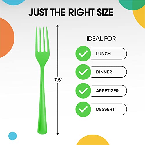Party Solids Lime Green Plastic Forks 200 Pcs Lime Green Forks Disposable Utensils Heavy Duty Plastic Cutlery Set Disposable Cutlery Sets Flatware Sets Silverware Set Party Supplies & Party Tableware - color: Lime Green