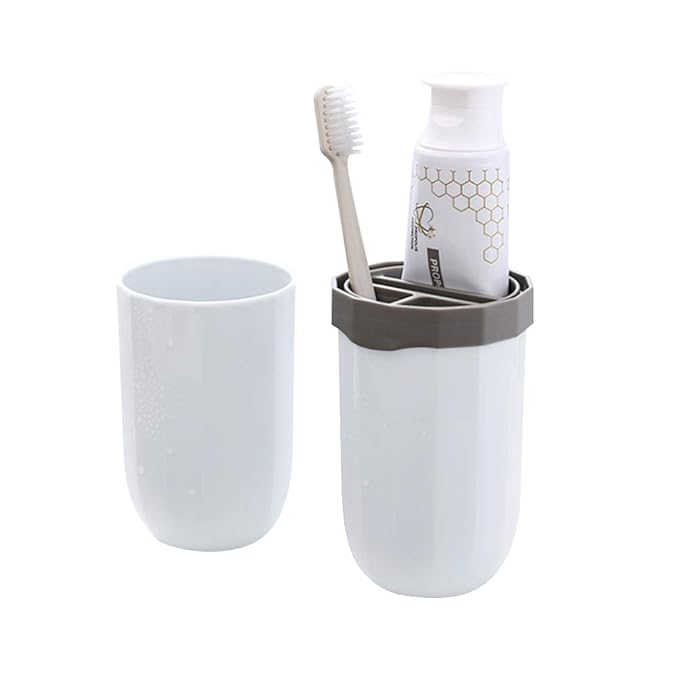 Portable Travel Toothbrush Case,3 in 1 Toothpaste Travel Case Holder Hard Plastic Tooth Brush Container Toothbrush Storage Box for Travel,Business,Home,Camping, School Supplies(White)