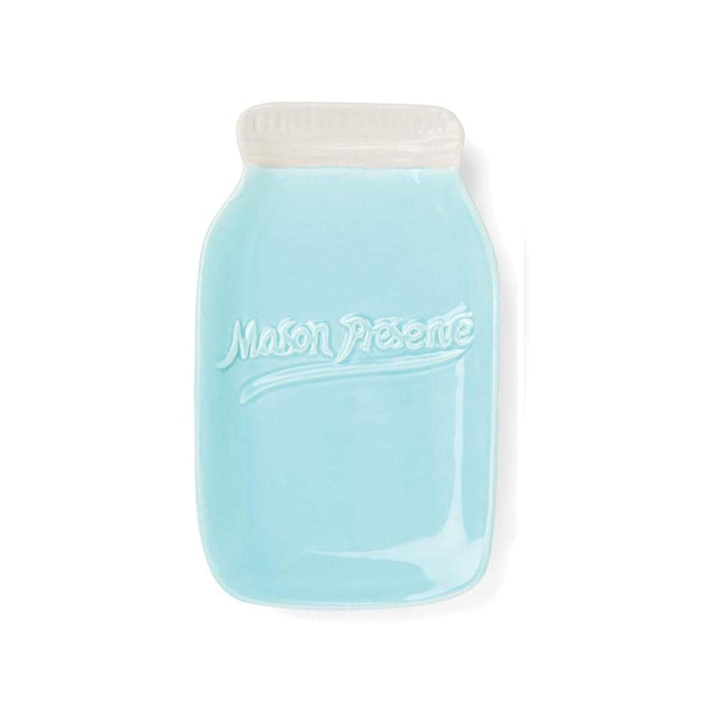 Fox Run 11704 Ceramic Mason Jar Spoon Rest, 6 x 3.5 x 0.75 inches, Blue