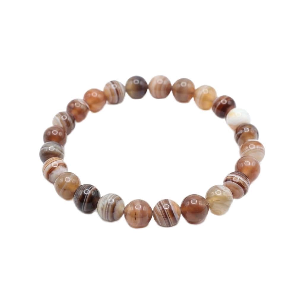 The Vida Handmade AAA+ Quality Crystal Stretch Elastic Bracelet - Nature Gemstone - Jewelry Gift - Holiday Gift - For Women & Men (Botswana Agate)