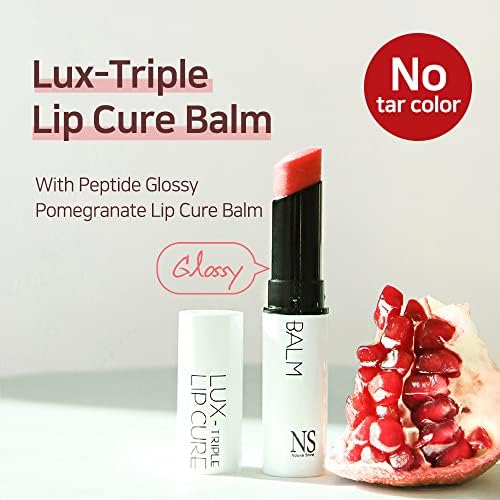 Lux Triple Lip CURE Glossy Balm (0.17oz) (HESTIA (peach milk tea)) 4 million units sold in Korea, Natural Tinted Korean Lip Balm, Petroleum/Paraben Free, Lip Butter,lip balm hydrating