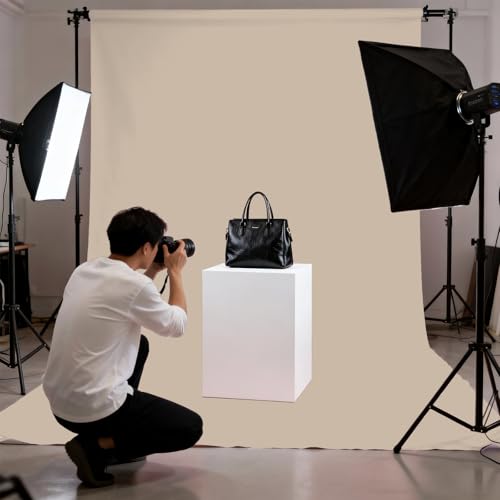 Beige Backdrop for Photography 6x9ft Zoom Screen Meeting, Game Live Studio Shooting Props High Density Fabric - color: Beige, size: 6X9ft