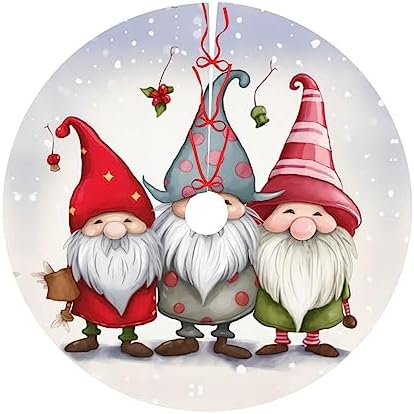 Christmas Gnome Winter Snowman Christmas Tree Skirts 36", Xmas Tree Cloth Mats Trees Skirts for Decor Gift, Home Decoration