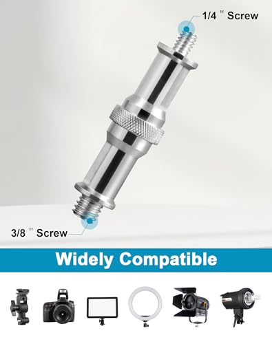 Selens 2Pcs Standard 1/4 '' to 3/8 '' Metal Male Convertor Threaded Screw Adapter Spigot Stud for Studio Light Stand,Hotshoe/Coldshoe Adapter,Super Clamp and Flash Holder - size: 2Pc