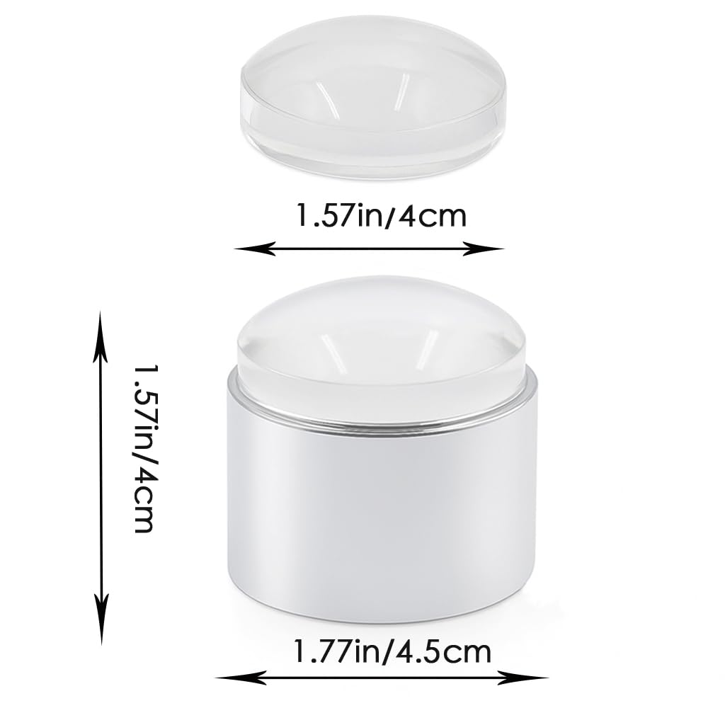 4cm Nail Art Stamper Kit Silicone French Tip Nails Stamp Sticky Nail Stamper with Replacement Heads&Scrapers Nail Art Stamping Nail Printing Tool for Home Manicure Diy (Sliver)