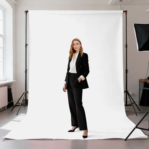 White Screen Backdrop for Photography 6x9ft Zoom Meeting, Game Live Steaming Photo Studio Shooting Props High Density Fabric Background - color: White, size: 6X9ft