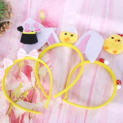 Chicken Rabbits Ears Hairband Photo Props Easters Hair Hoop Headband Party Headpiece Fun Headbands for Music Festival - style: Pink wrapped rabbit model