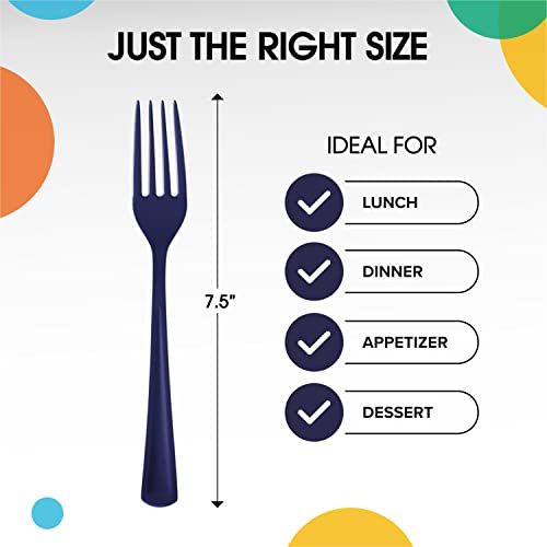 Party Solids Navy Plastic Forks 200 Pieces Navy Forks Disposable Utensils Heavy Duty Plastic Cutlery Set Disposable Cutlery Sets Flatware Sets Silverware Set Party Supplies & Party Tableware - color: Navy