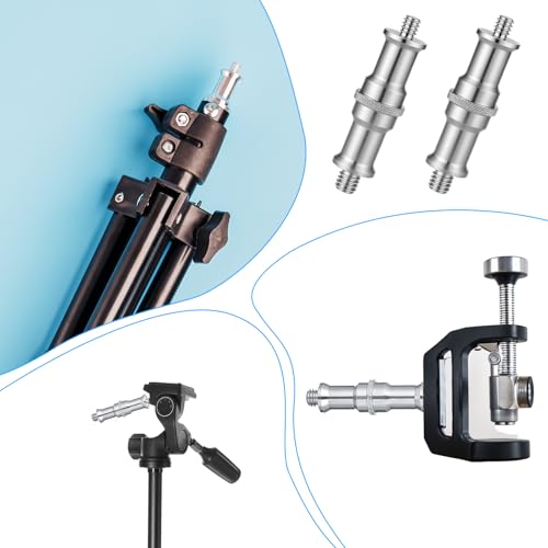 4-Pack Silver Adapter 1/4 to 3/8 Inch Metal Male Convertor Stand Spigot Stud Threaded Screw Adapter, 1/4-3/8 Tip Screw for Photography Light Stand Adapters for Studio Light Stands Coldshoe Adapters