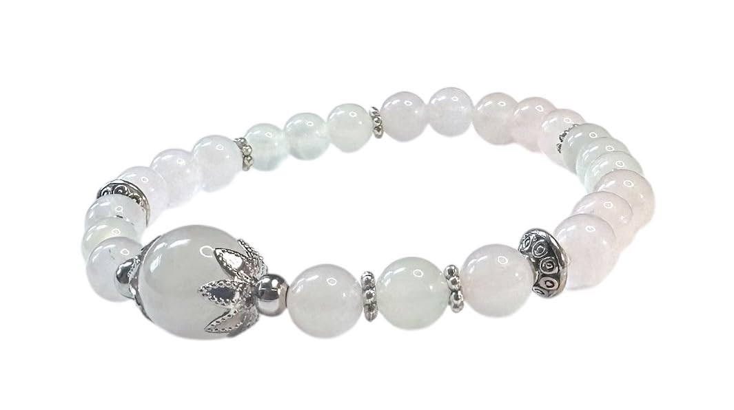 Handmade Rose Quartz and Moonstone Healing Bracelet 7 Inches