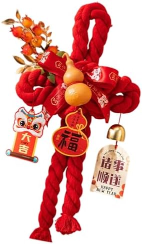 Handcrafted Cotton Thread Chinese Knot Ornament New Year Pendant for Holiday Parties and Gifting Easy Install Cotton Knot Wall Pendant with Hook for Holiday Parties Social