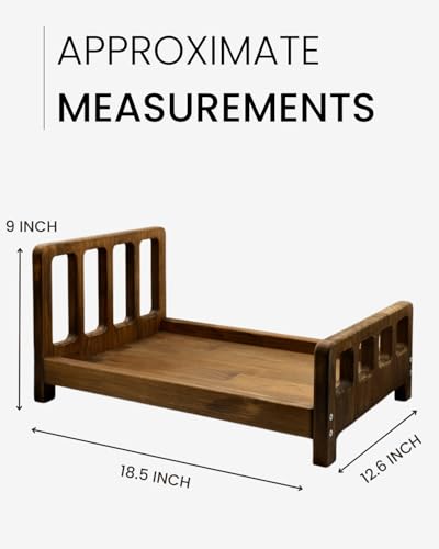 Newborn Photography Props Bed Prop Brown – Rustic Mini Wooden Bed for Baby Photography, Infant Photoshoot Posing Prop for Newborn Sessions - size: Mini Bed Brown