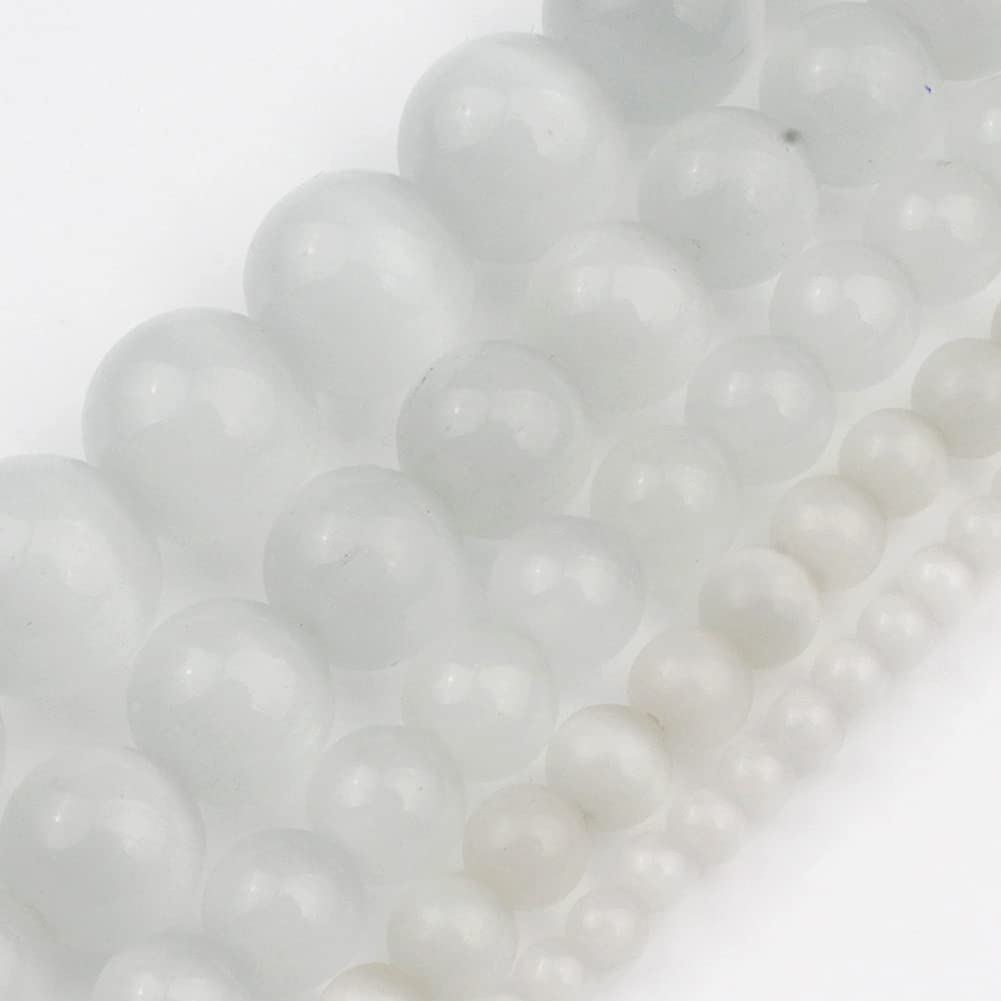 8mm White Cat-Eye Natural Stone Beads Round Loose Beads for Jewelry Making Yochus DIY Beads Bracelet Necklace