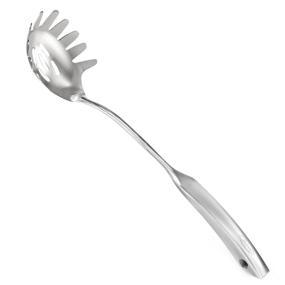 Spaghetti Server, [Rustproof, Integral Forming, Durable] Newness 304 Stainless Steel Pasta Fork with Vacuum Ergonomic Handle, Comfortable Grip Design Spaghetti Server for Kitchen, 14.33 Inches