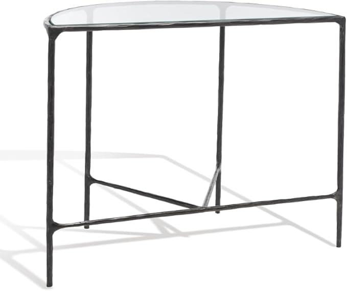 SAFAVIEH Couture Collection Jessa Black Forged Metal Half Moon Semi Circle Console Table (Fully Assembled)