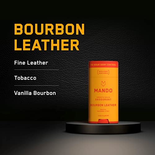 Mando Bourbon Leather Body Deodorant - 72 Hour Odor Control, Aluminum Free, Baking Soda Free - 3.0 Oz Tube and 2.6 Oz Solid Stick