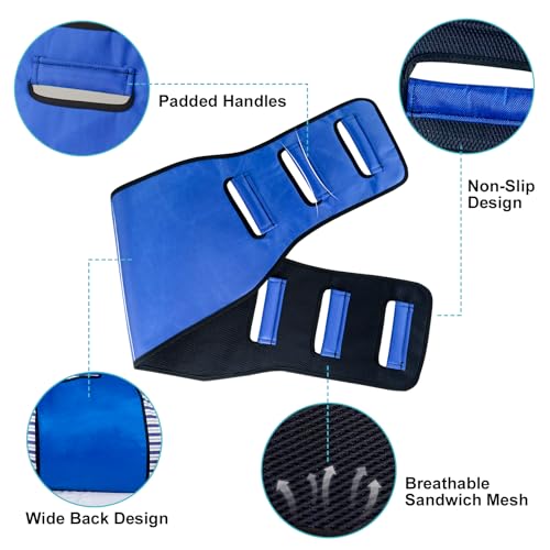 Transfer Belt Transfer Sling - Padded Gait Belt - Heavy Duty Patient Lift, Mobility Standing and Lifting Aid for Disabled, Elderly, Injured - Safely Move from Bed and Wheelchair (Blue) - color: Blue 2