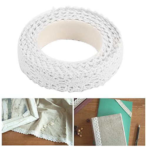 JIANWEI Washi Tape Lace Pattern, Self-Adhesive Decorative Masking Tape, DIY Scrapbooking Lace Tape Sticker, for Card Making/Crafts/Frames/Gifts Decoration (White)