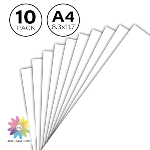 Mat Board Center, 10 Pack A4 White Backing Boards, Cardboard Backing for 8.3x11.7 Frame, Print, Art, Photo and More - size: 8.3x11.7 (A4)