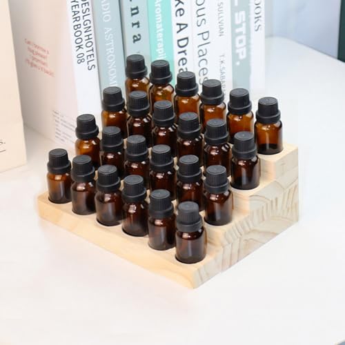 Essential Oil Display Stand 4 Tier Essential Oil Holder Solid Wood Essential Oil Rack for 24 Bottles Tabletop Display Holder Bottle Organizer for 5-20ml Bottles Display for Essential Oils - style: 4 Layers-1