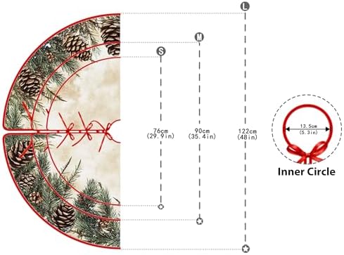 Pine Cones Tree Skirt by Leo Walker Merry Christmas Tree Skirt Collar 48 Inch Xmas Trees Soft Farmhouse Holiday Gnomes Reindeer Snowman Snowflakes Decoration