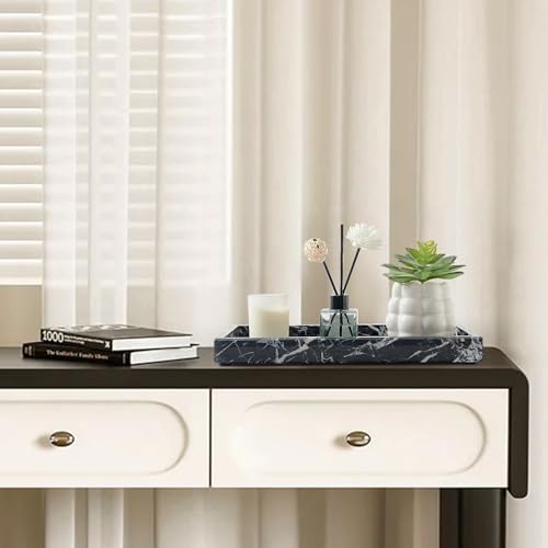 Marble Bathroom Tray,Pure Natural Vanity Tray,Marble Tray for Kitchen Counter Non-Ceramic/Non-Resin,Stone Trays 12 x 8 inch - color: Black White