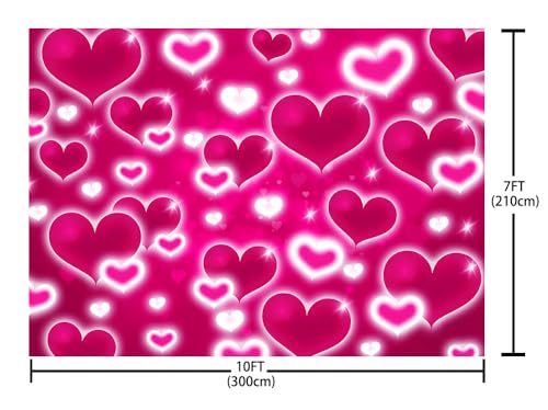 AIBIIN 8x6ft Hot Pink Heart Backdrop - color: Hot Pink, size: 8x6ft