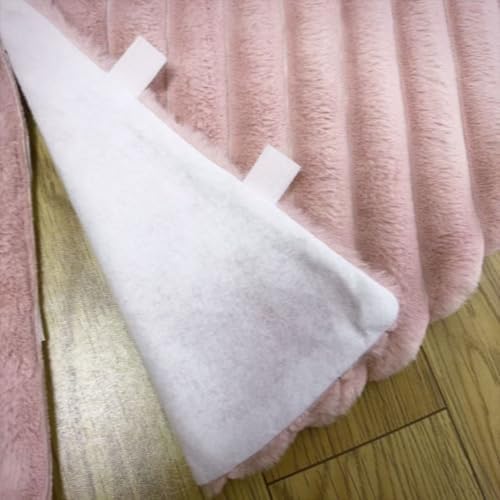 Faux Fur Christmas Tree Skirts, 30 inches Plush Fluffy Christmas Tree Skirt with Stripe Textured Pattern for Christmas Tree Decorations (78CM, Pink Stripe)