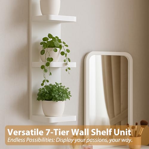 LitaEther Modern Lack Wall Shelf -Round Edge (White, 4 Tier) - color: White, size: 4 Tier
