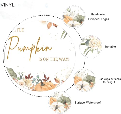 7x5ft Little Pumpkin Baby Shower Backdrop Autumn Pumpkin Shower Background Fall Floral Pumpkin Baby Shower Decorations Photobooth Props