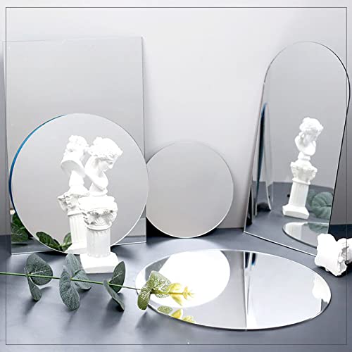 4PCS Geometric Mirror Photo Props Set, Acrylic Mirror Reflection Board Photography Background Props for Goods, Crafts, Lipstick, Jewelry, Cosmetics, Makeup Tools, Food - color: Clear