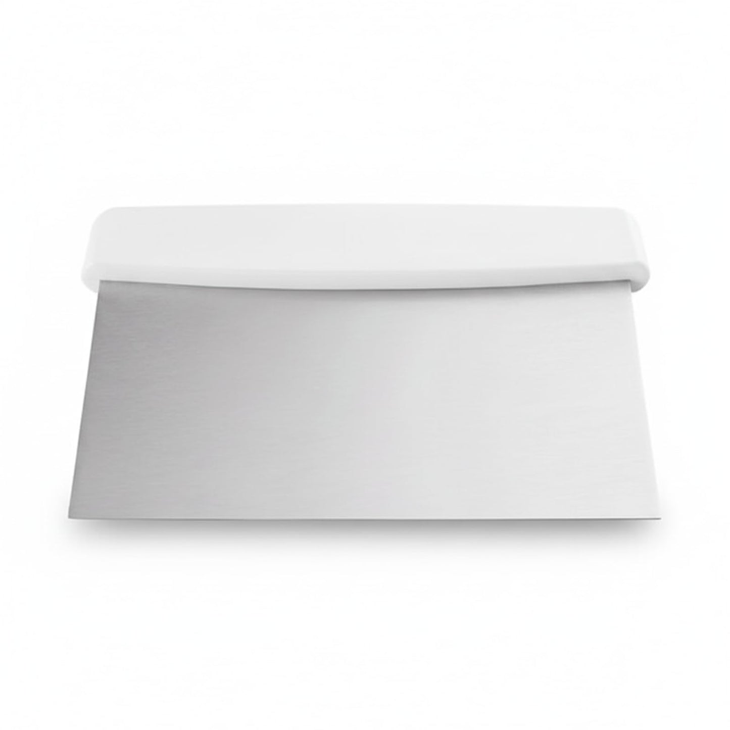 Notana Stainless Steel Dough Cutter and Bench Scraper with White Plastic Handle - Pastry Scraper and Dough Divider for Bread, Pizza, Pastry, Baking Prep, and for Kitchen Use (5 7/8" x 4 1/4")