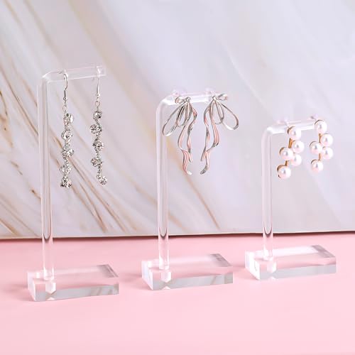 Xthrotsenk 3Pcs Acrylic Earring Holder Clear Jewelry Stand Earring Display Jewelry Holder Acrylic Jewelry Organizer Display Stand for Earring